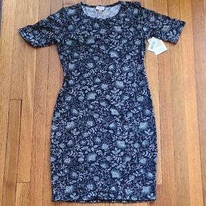 LuLaRoe Black and Gray Floral Midi Dress